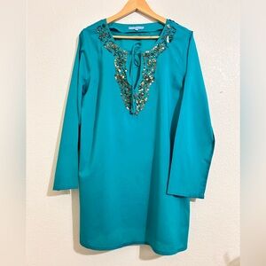 ANTONIO MELANI Teal Embellished Blouse